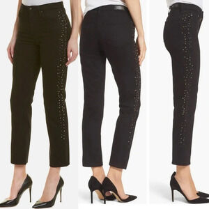 NWOT AG Isabelle High Rise Straight Crop Jean Black Meteor Shower Denim 30